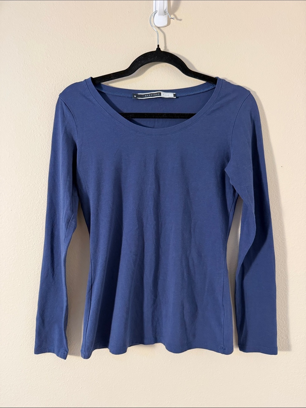 Sportmax Code by MaxMara Blue Scoop Neck Long Sleeve Top Size S